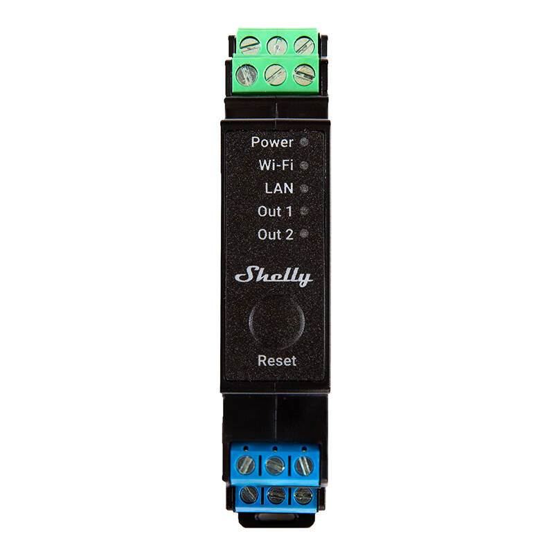 Shelly Pro 2PM DIN Rail 2-channel Relay, WiFi/LAN (Power measurement)