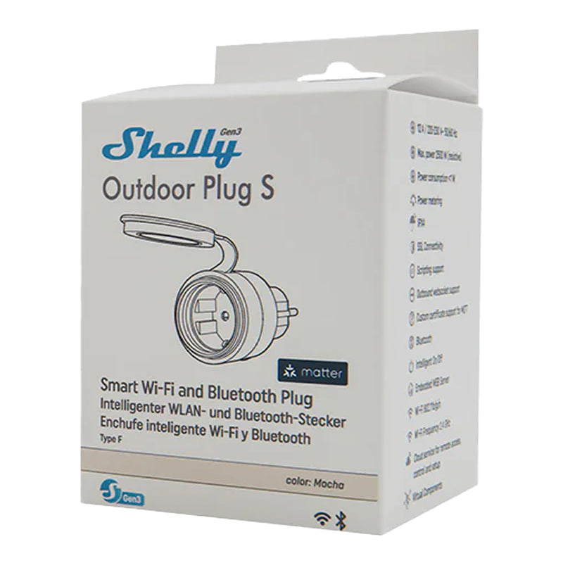 Shelly Plug S MTR Gen3 IP44 12A smart outdoor outlet