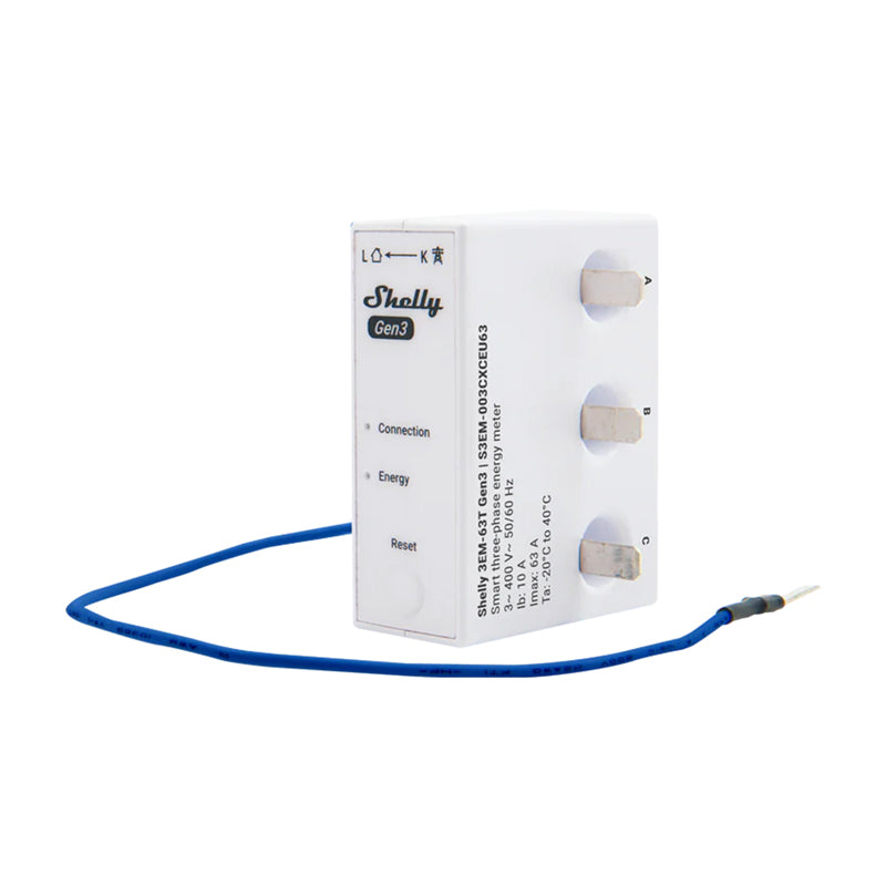 Shelly 3EM-63T Gen3 1/3-channel WiFi energy meter (flat terminal)
