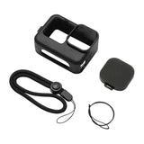 Puluz Silicone Case for GoPro HERO12, HERO11, HERO10, and HERO9 Black with Lens Cover and Strap (Black)